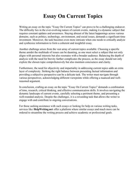 essays on current topics.